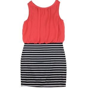 Sapphire Dolls Coral Black White Stripe Dress